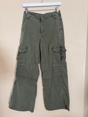 American Eagle Outfitters Olive Green Wide Leg Cargo Pants 2 SHORT